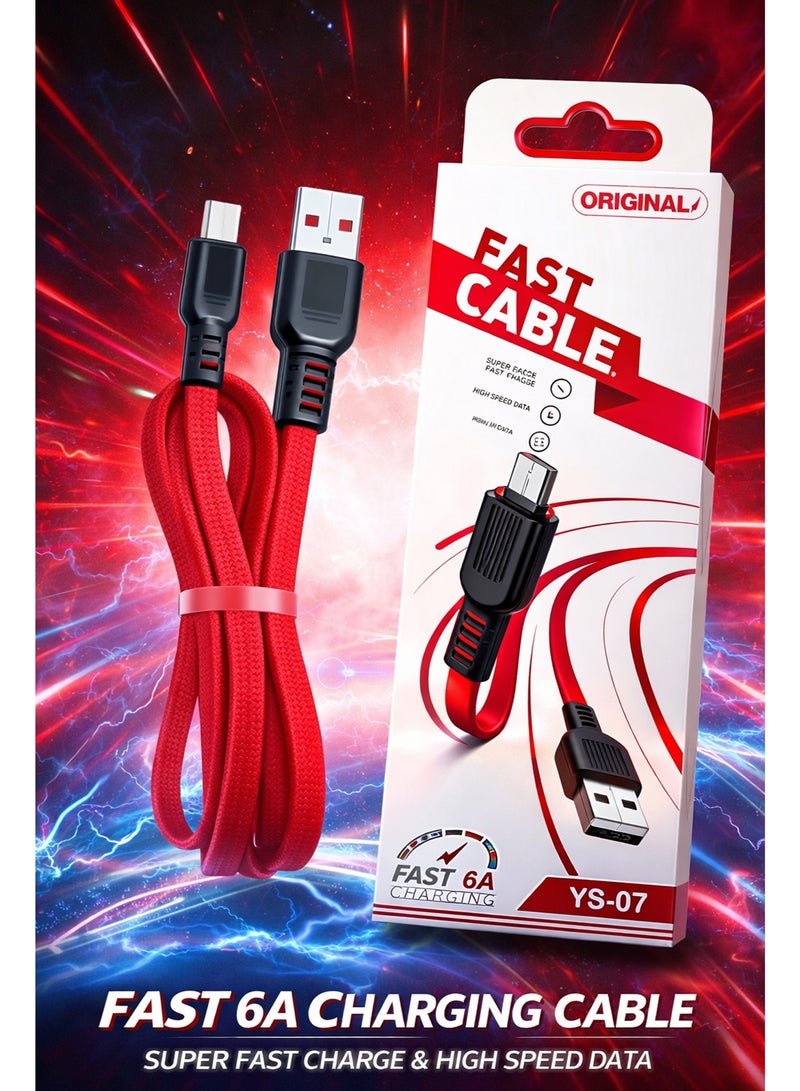 USB Type C Fast Charging Cable 6A 1 Meter Braided Charging Cord High Speed Data Transfer Durable Nylon USB-C Cable for Android Devices Power Charging - Image 4