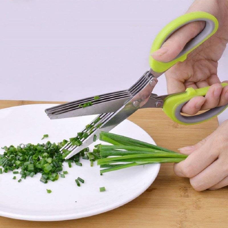 Ramview Ramview 5 Blade Vegetable Stainless Steel Herbs Scissor Multifunctional 5 blade scissor cutter and chopper  - Image 4