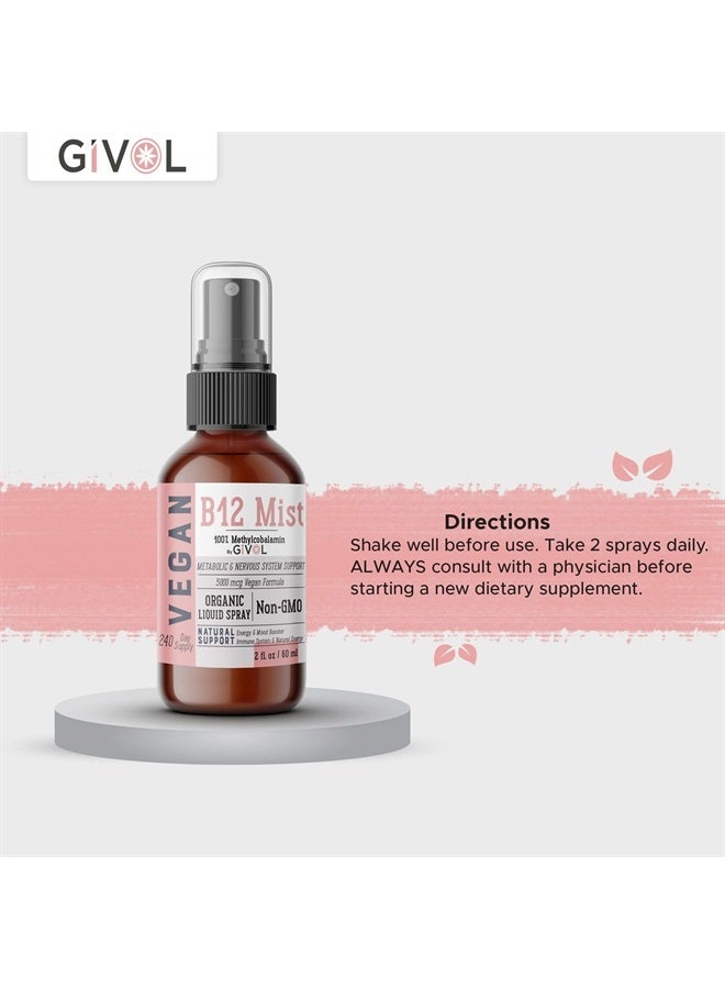 GIVOL Vegan Vitamin B12 Liquid Mist Organic 5,000mcg Methylcobalamin - Image 2