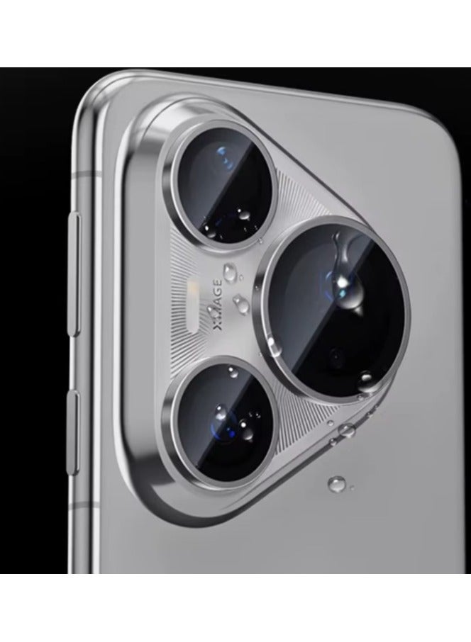 Camera Lens Protector for Huawei Pura 80 Pro/Pura 80 Pro+, Full Coverage 9H Tempered Glass Ring Cover, Matte Metal Plate, Case Friendly(White) - Image 2