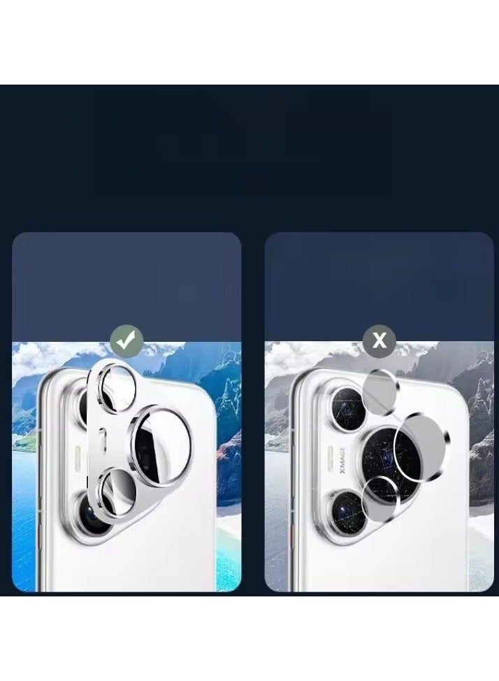 Camera Lens Protector for Huawei Pura 80 Pro/Pura 80 Pro+, Full Coverage 9H Tempered Glass Ring Cover, Matte Metal Plate, Case Friendly(White) - Image 3