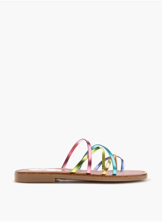 Pablosky Girls Slip-On Cross Strap Sandals