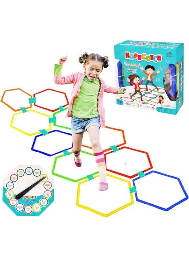مانوس لعبة القفز على المربعات النشطة، حلقات بلاستيكية متعددة الألوان وموصلات للاستخدام الداخلي والخارجي، مجموعة لعب إبداعية ممتعة للبنات والأولاد - Image 2
