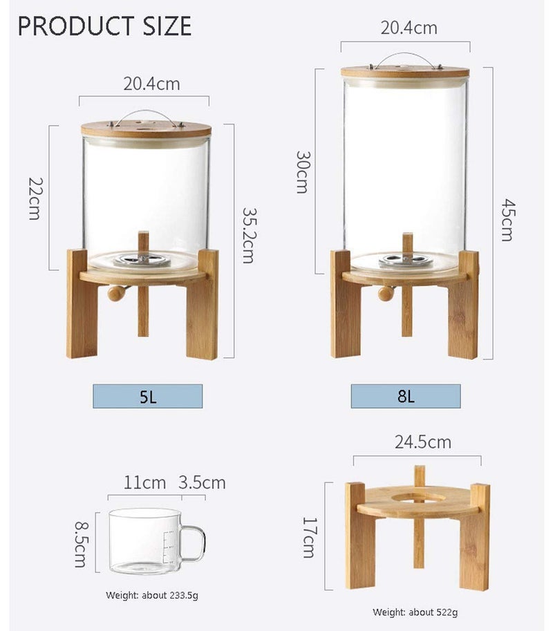 Aprilhp Flour and Cereal Container, 5L/8L, Rice Dispenser, Creative Glass Food Storge Container for Kitchen Organization and Pantry Store, Airtight Lid and Wooden Stand8L  - Image 4