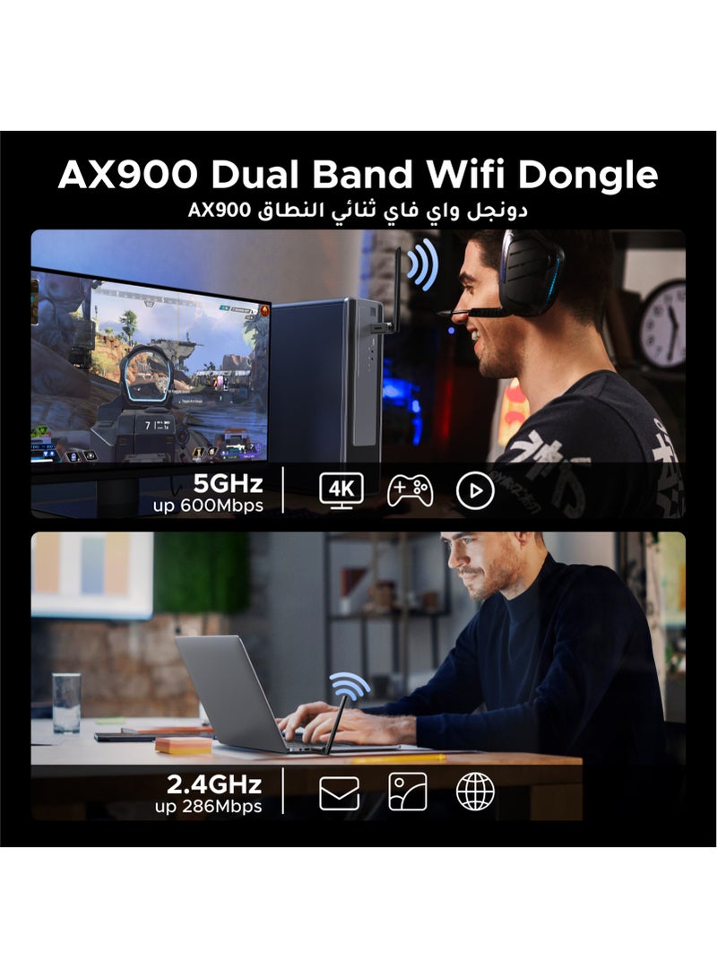 يو جرين محول UGREEN AX900 WiFi 6 بلوتوث 5.4 مزدوج النطاق (5GHz 900Mbps، 2.4GHz 287Mbps)، هوائي عالي الكسب 6dBi، محول شبكة لاسلكية لسطح المكتب/الكمبيوتر المحمول، متوافق مع ويندوز 10/11 - Image 3