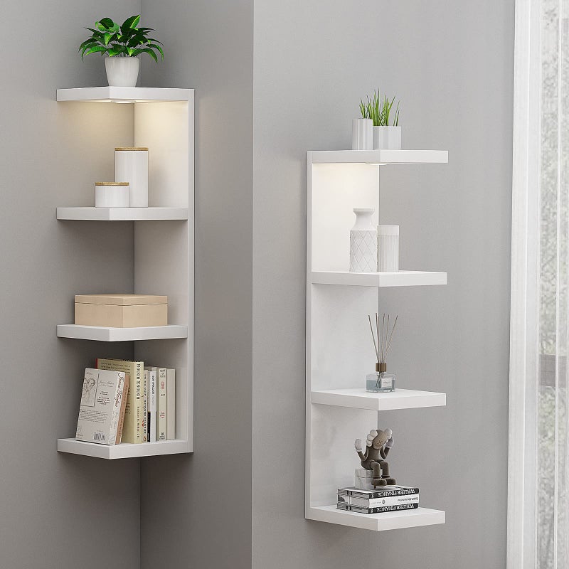 LitaEther Versatile 4 Tier Wall Shelf Unit,White Lack Wall Shelf,Display Floating Shelf with LED Remote Control Light - Image 4