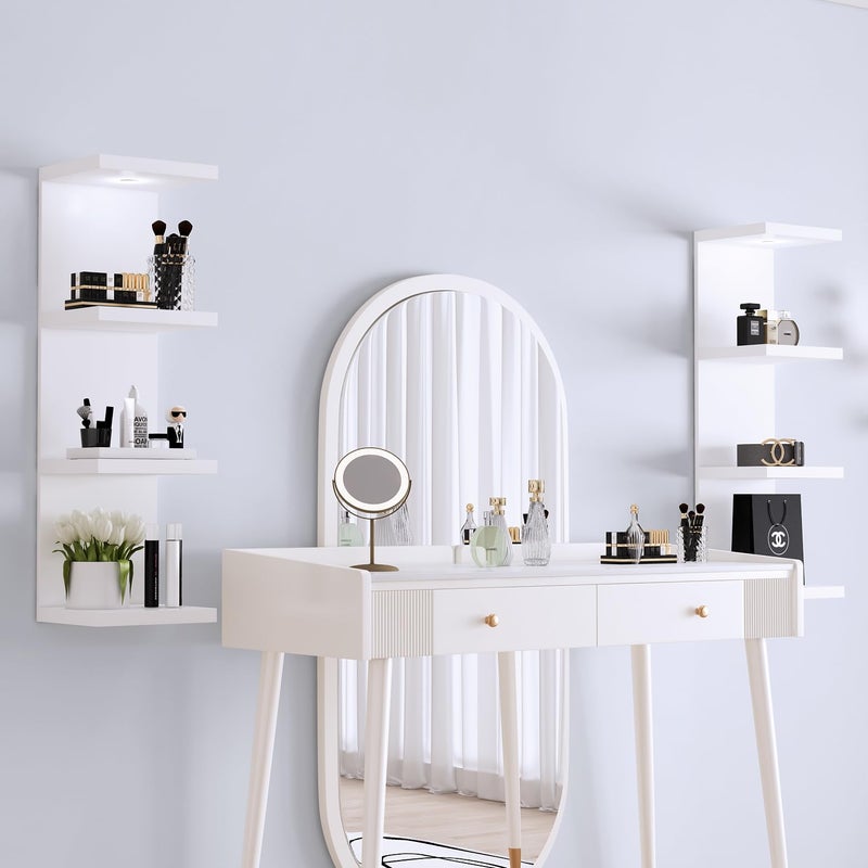 LitaEther Versatile 4 Tier Wall Shelf Unit,White Lack Wall Shelf,Display Floating Shelf with LED Remote Control Light - Image 2