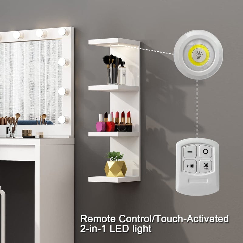 LitaEther Versatile 4 Tier Wall Shelf Unit,White Lack Wall Shelf,Display Floating Shelf with LED Remote Control Light - Image 5