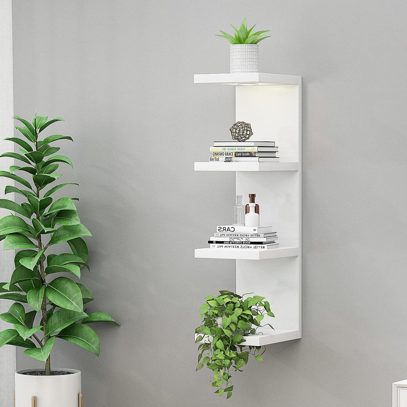 LitaEther Versatile 4 Tier Wall Shelf Unit,White Lack Wall Shelf,Display Floating Shelf with LED Remote Control Light - Image 3
