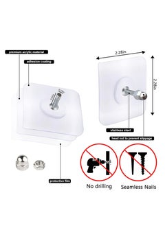 Oasisgalore Screw Nail  Free Sticker Hook for Wall, 2-in-1 Self-Adhesive Hooks  for Kitchen, Bathroom, (20 Pcs, White, 16mm)  - Image 2