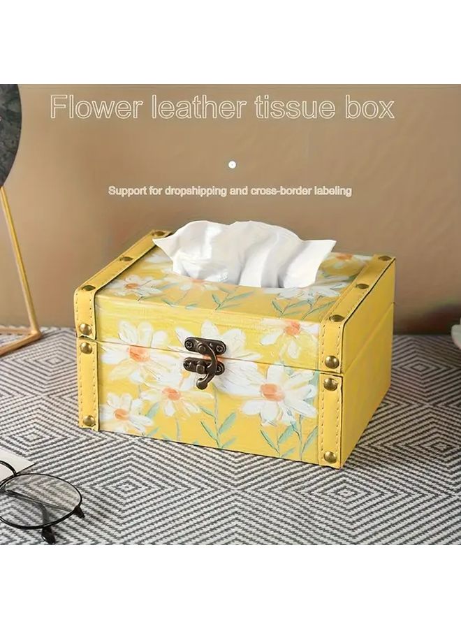Starry Sky Faux Leather Tissue Box Cover Vintage Oil Painting Design Multi Functional Home Car Decor - Image 2