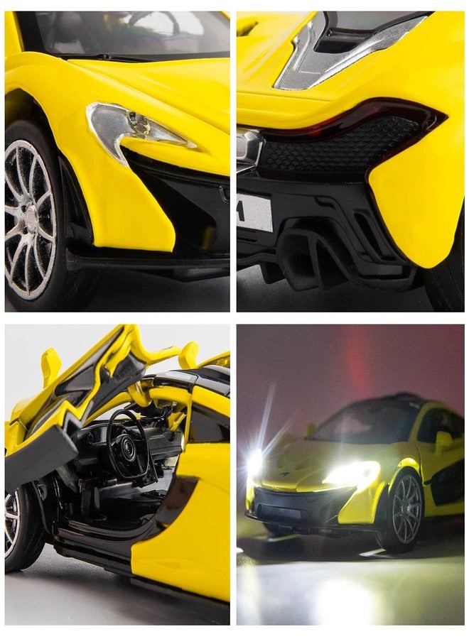 TONIRY Scale Exclusive Alloy Metal Pull Back Die-cast Car Model with Sound Light Mini Auto Toy for Kids Metal Model Toy Car with Sound and Light (1:32 Scale MCLAREAN P1- Yellow) - Image 4