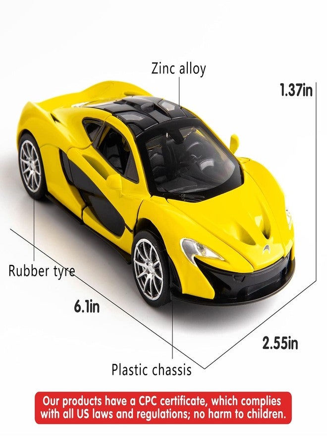 TONIRY Scale Exclusive Alloy Metal Pull Back Die-cast Car Model with Sound Light Mini Auto Toy for Kids Metal Model Toy Car with Sound and Light (1:32 Scale MCLAREAN P1- Yellow) - Image 2