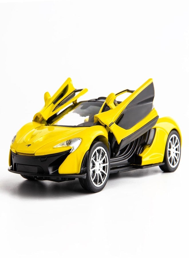 TONIRY Scale Exclusive Alloy Metal Pull Back Die-cast Car Model with Sound Light Mini Auto Toy for Kids Metal Model Toy Car with Sound and Light (1:32 Scale MCLAREAN P1- Yellow) - Image 1