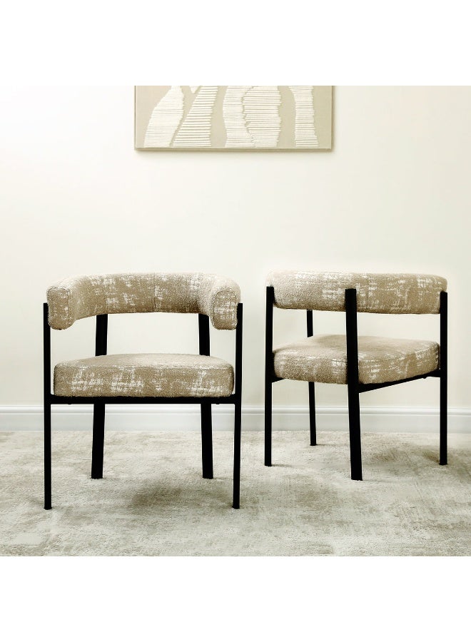 VANITY LIVING Dining Chairs Set of 2 – Cream & White Upholstered Fabric Seats with Dark Bronze Metal Legs – Elegant Accent Chairs for Dining Room, Kitchen, Lounge – Modern & Comfortable Design - Image 1