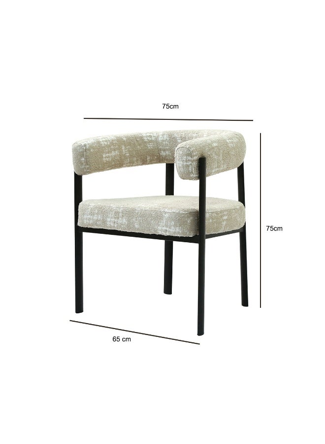 VANITY LIVING Dining Chairs Set of 2 – Cream & White Upholstered Fabric Seats with Dark Bronze Metal Legs – Elegant Accent Chairs for Dining Room, Kitchen, Lounge – Modern & Comfortable Design - Image 2