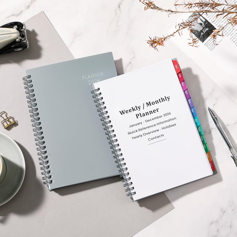 BooQool 2026 Planner - Jan 2026 - Dec 2026, 2026 Calendar Planner, 2026 Planner Weekly and Monthly, 6.25" Ã— 8.3", Tabs, Inner Pocket, Strong Twin-Wire Binding, Holiday - Image 2