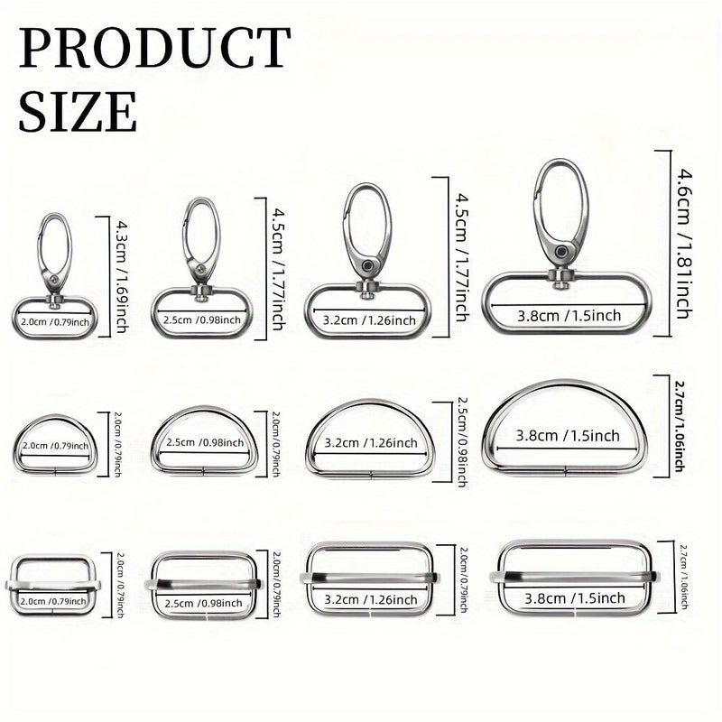 Light Golden Alloy DIY Keychain Set 33pcs Oval Swivel Hook D Ring Sliding Clasp - Image 4