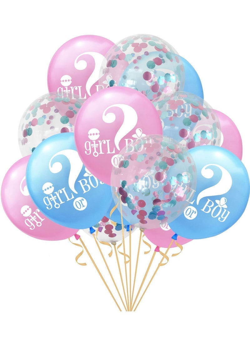 XIYU 15 -Piece Baby Gender Reveal Balloons, 12 Inch Boy or Girl Balloons Decoration for Boy or Girl Baby Shower Gender Reveal Party Supplies Decoration Kit - Image 1