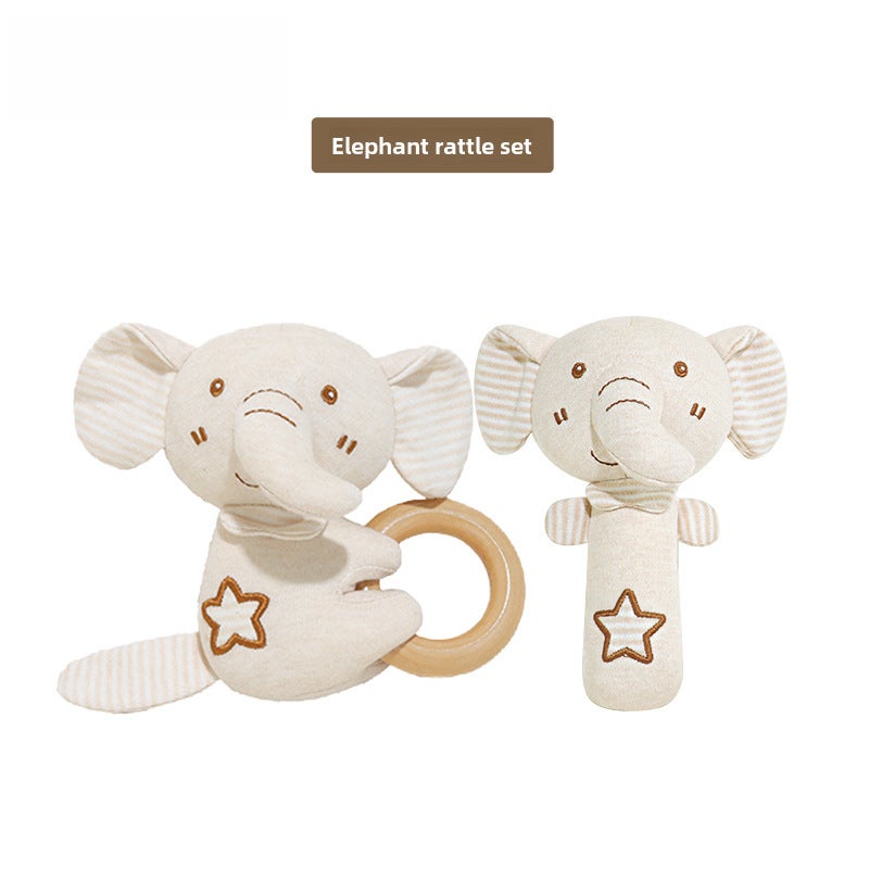 Organic Cotton Baby Rattle Set Soothing Chewable ToysElephant organic cotton rattle combination (bag) Elephant organic cotton rattle combination (bag)