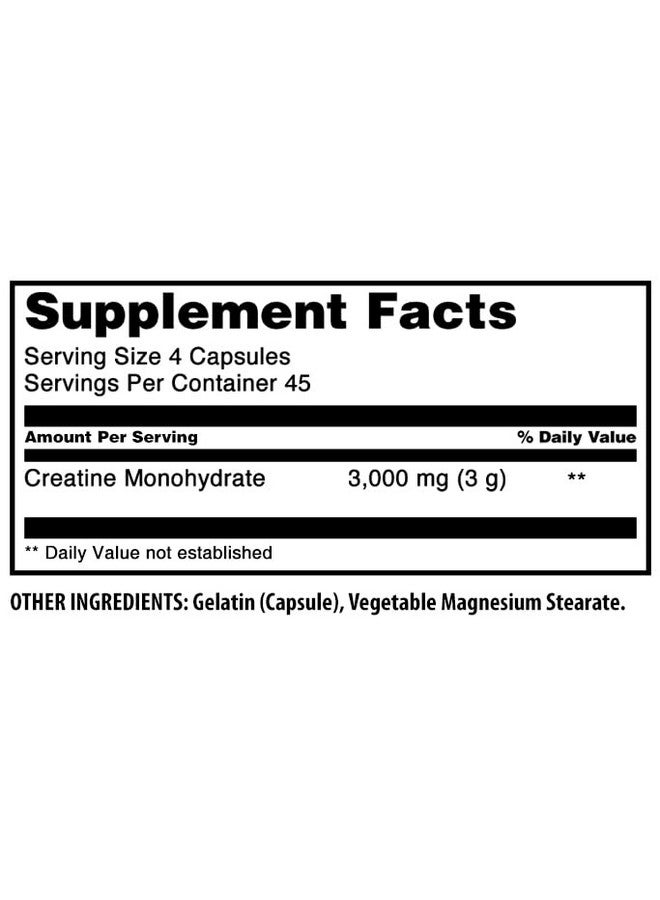Amazing Nutrition Amazing Formulas Creatine Monohydrate Supplement | 3000 Mg per Serving | 180 Capsules | Non-GMO | Gluten-Free | Made in USA - Image 4