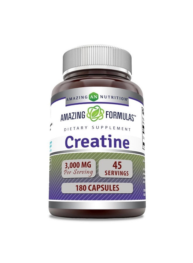 Amazing Nutrition Amazing Formulas Creatine Monohydrate Supplement | 3000 Mg per Serving | 180 Capsules | Non-GMO | Gluten-Free | Made in USA - Image 1