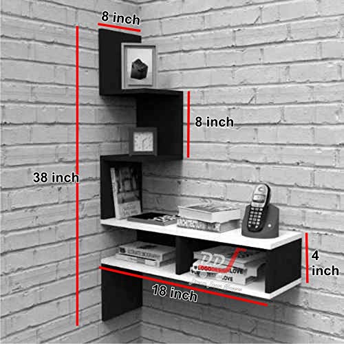 DDS Dream Decor Shoppee Engineered Wood Big Zigzag Corner Wall Shelf for Living Room and Home Decor (White Combination) (White) - Image 4