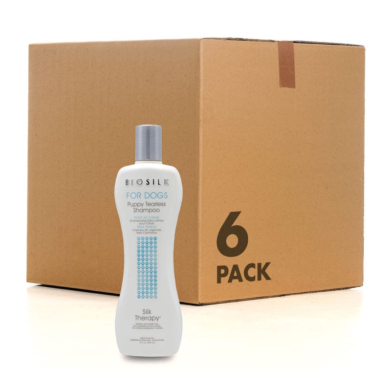 BioSilk for Dogs Silk Therapy Puppy Tearless Shampoo for Dogs Best Shampoo for Puppies and Great for All Dogs 12 Oz Bottle of Dog Shampoo 6 Pack