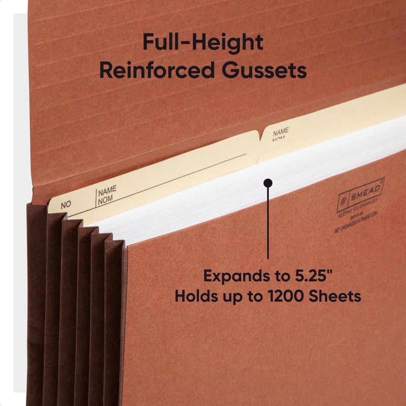 Smead Redrope Expanding File Wallet, Expanding File Organizer, Accordion Folder for Documents, Flap/Cord Closure, 5-1/4" Expansion, Tear-Resistant, Legal Size, 10 per Box (71111) - Image 5