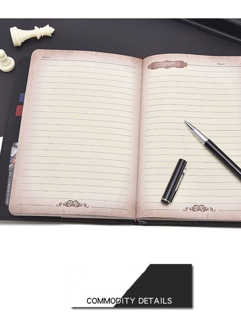 SYOSI Lock Journal Diary Digital Password Notebook Leather Binder With Combination Print Bronzing Black - Image 4