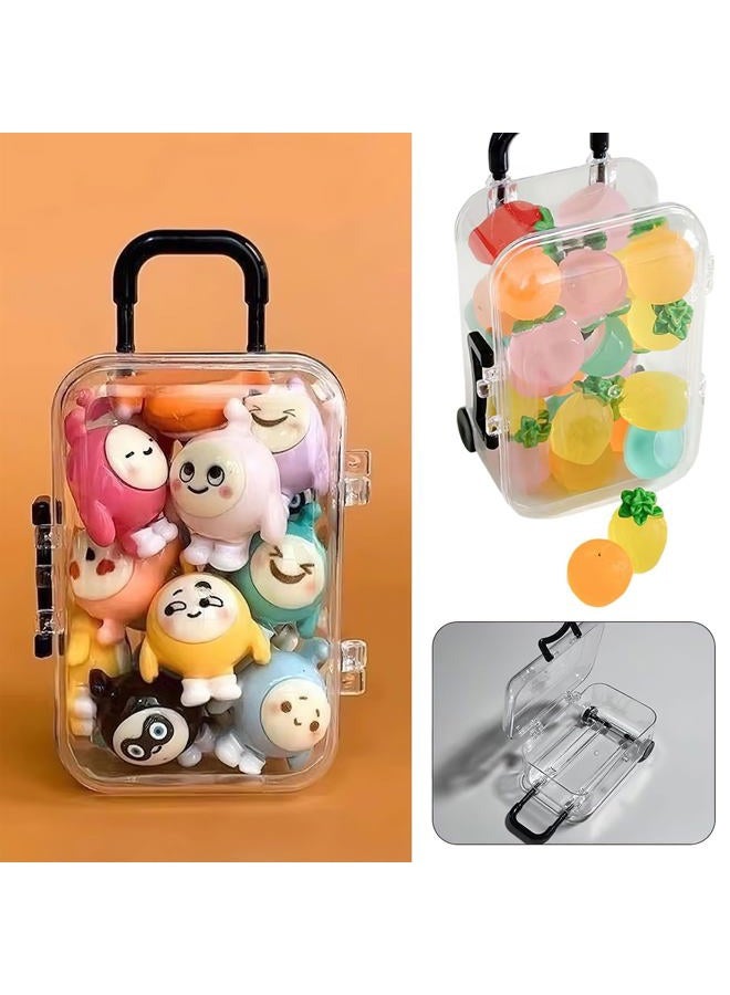 Ylapagne 12 PCS Mini Luggage Storage Box, Plastic Transparent Cubes Travel Suitcase with Wheel Candy Jewelry Display Covers Case Wedding Bride Gift Packaging Boxes for Party Favors (Black) - Image 2