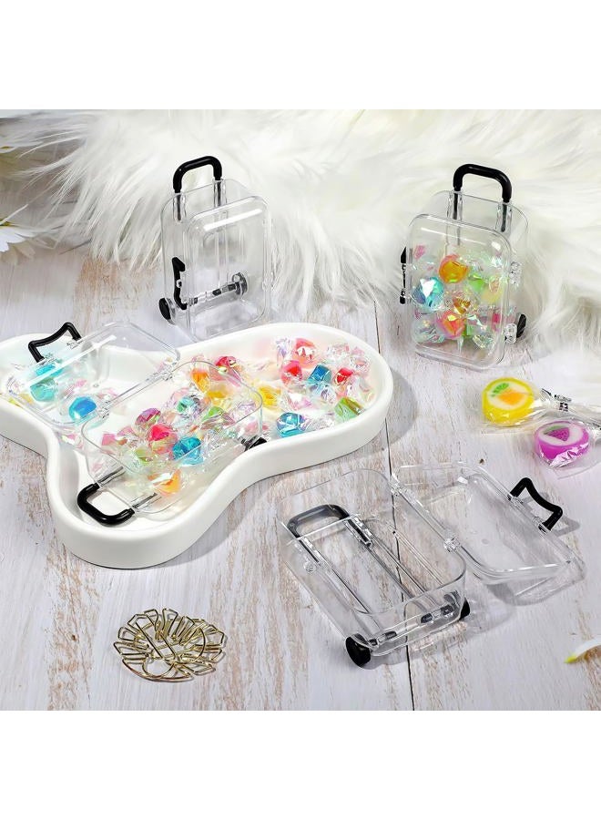 Ylapagne 12 PCS Mini Luggage Storage Box, Plastic Transparent Cubes Travel Suitcase with Wheel Candy Jewelry Display Covers Case Wedding Bride Gift Packaging Boxes for Party Favors (Black) - Image 4