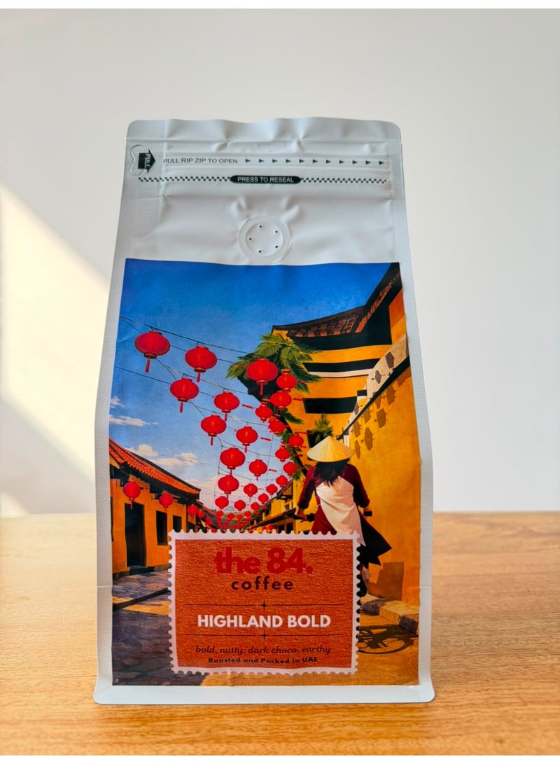 The 84 Coffee Highland Bold Vietnamese Robusta Whole Bean Coffee, Medium-Dark Roast, 500g