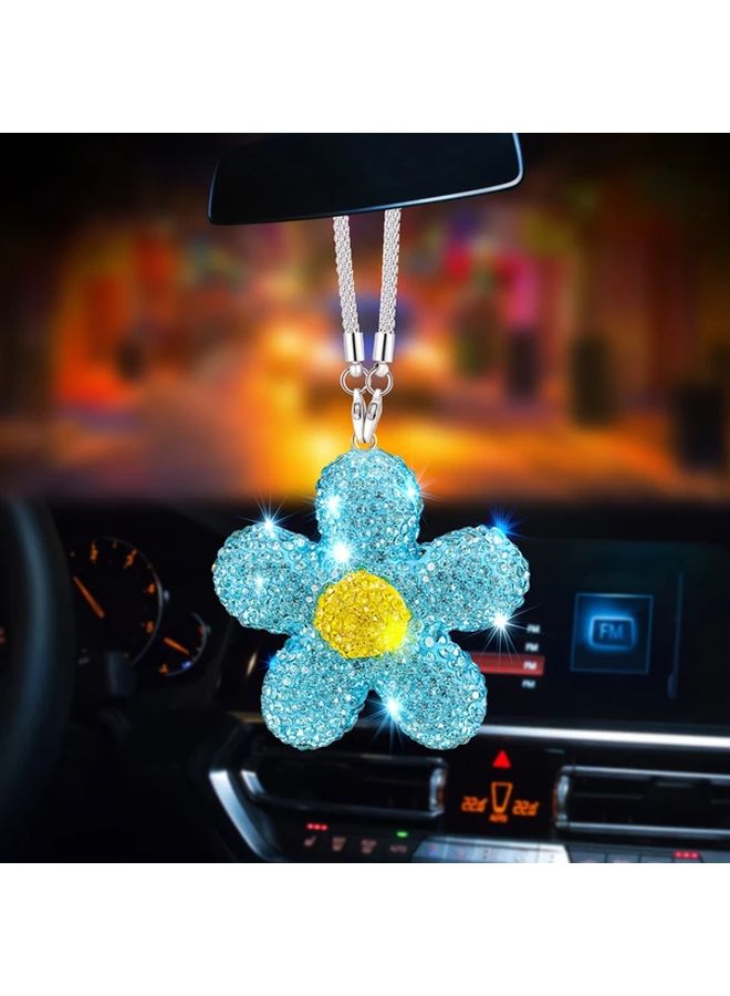 Red Daisy Car Hanging Decoration with Rhinestones Floral Rearview Mirror Charm Pendant Gift for Women Drivers - Image 5