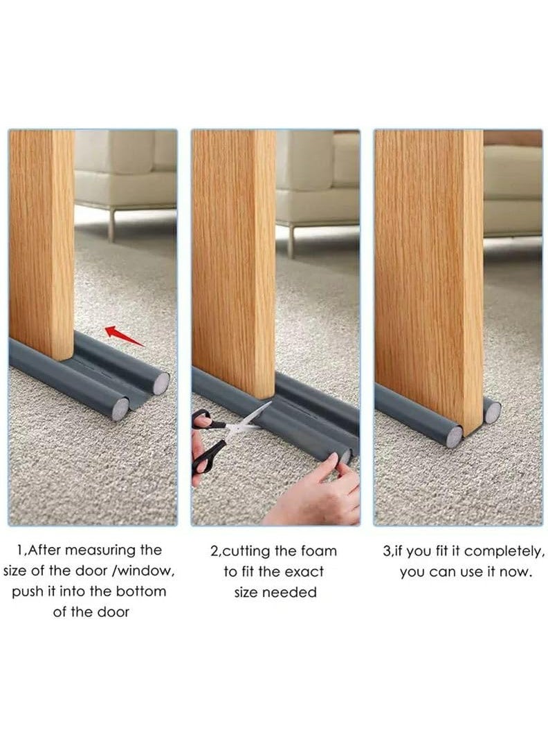 مانع تيارات الهواء ومخفض الضوضاء فاخر أسفل الأبواب | شريط إغلاق متين من الرغوة والجلد عالي الجودة | حماية من الغبار، الحشرات، الحرارة والبرودة | قابل للقص والتركيب السريع - Image 5