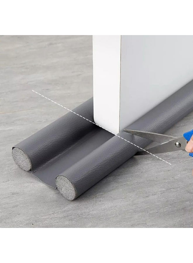 مانع تيارات الهواء ومخفض الضوضاء فاخر أسفل الأبواب | شريط إغلاق متين من الرغوة والجلد عالي الجودة | حماية من الغبار، الحشرات، الحرارة والبرودة | قابل للقص والتركيب السريع - Image 2