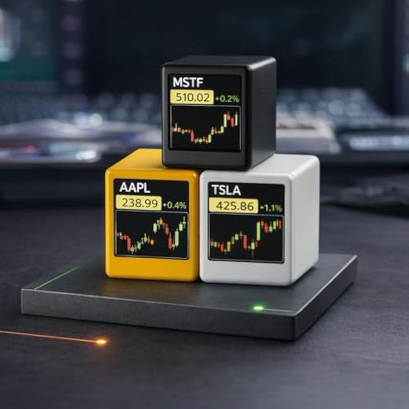 أنكوفو Real-Time Bitcoin & Crypto Stock Ticker with Gold Price Tracking, Digital Clock with Weather, Temperature and Humidity Display, US Market Data, Creative Gift for Husband, Boyfriend or Women - Image 2