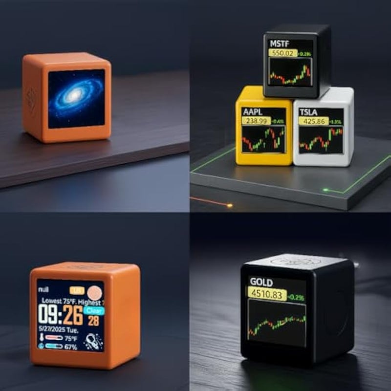 أنكوفو Real-Time Bitcoin & Crypto Stock Ticker with Gold Price Tracking, Digital Clock with Weather, Temperature and Humidity Display, US Market Data, Creative Gift for Husband, Boyfriend or Women - Image 5