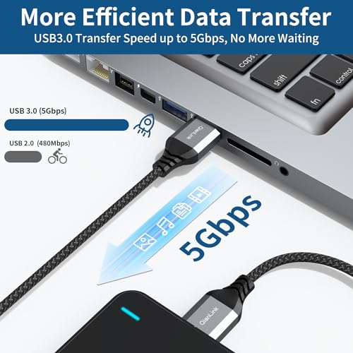 QianLink USB to USB Cable, (3.3ft) 5 Gbps USB 3.0 A to A Male Cable, Compatible for Hard Drive Enclosures, DVD Player, Laptop Cooler and More (Grey) - Image 2