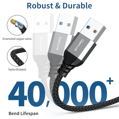 QianLink USB to USB Cable, (3.3ft) 5 Gbps USB 3.0 A to A Male Cable, Compatible for Hard Drive Enclosures, DVD Player, Laptop Cooler and More (Grey) - Image 5