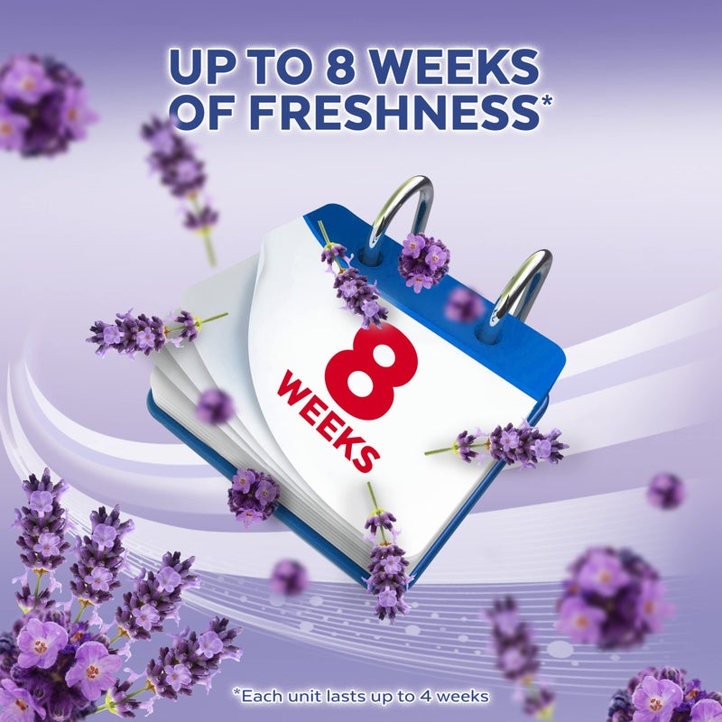 Lysol Automatic In-The-Bowl Toilet Cleaner, Cleans and Freshens Toilet Bowl, Lavender Fields Scent, 2ct - Image 3