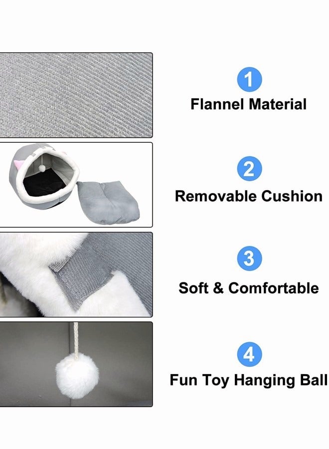أسرة القطط للقطط الداخلية سرير كهف للقطط شبه مغلق مع كرة قطيفة ومساحة كبيرة للنوم سرير قطط مغطى ناعم ومريح مع بساط قابل للغسل والفصل - Image 3