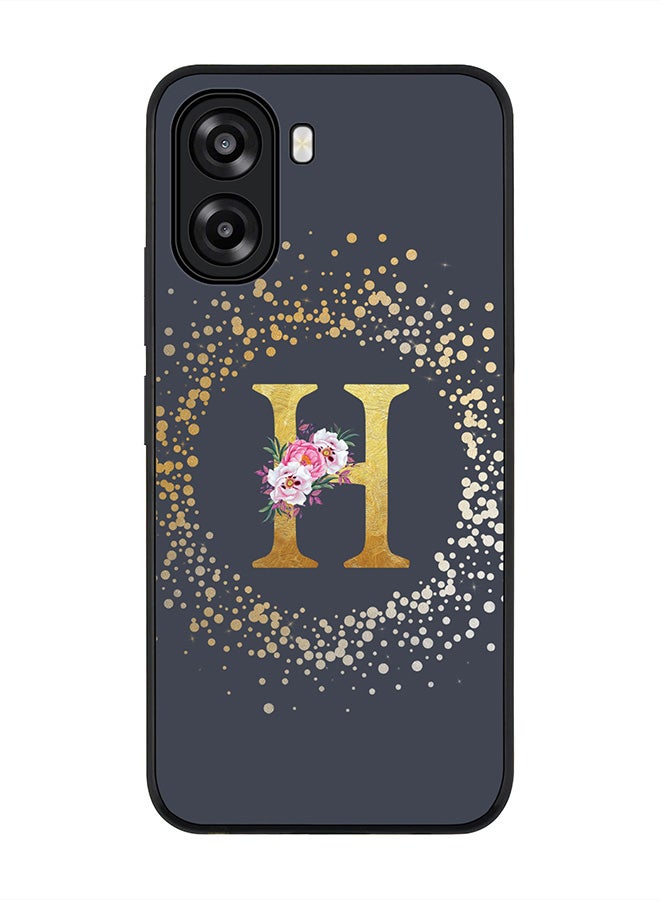 Stylizedd For Oppo A6x 5G / A6x 4G Case,Slim fit Camera Protection, Shockproof Thin Phone cover  - Custom Monogram Floral - H  (Grey ) - Image 1