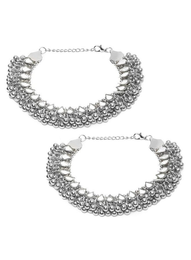 YouBella Jewellery German Silver Plated Stylish Handmade Anklets for Girls and Women (Style 2) - Image 1