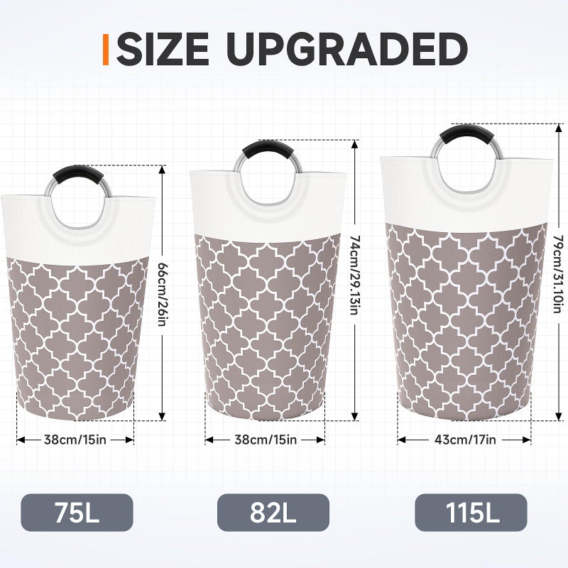 Fabspace Large Laundry Basket Laundry Hamper Bag Washing Bin Clothes Bag Collapsible Tall With Handles Waterproof Travel Bathroom College Essentials Storage For College Dorm  Family (Khaki) 82L - Image 2