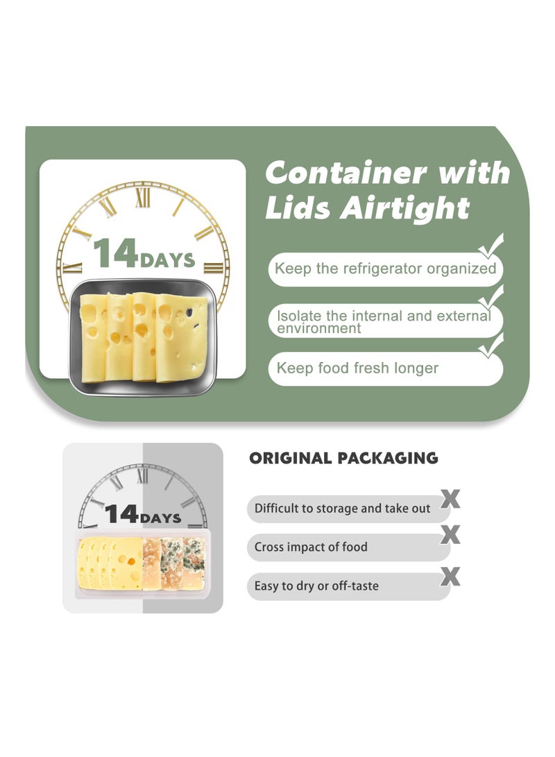 SOLARAE Stainless Steel Cheese Storage Containers with Lids, Lunch Meat Container for Refrigerator, Airtight Deli Meat Storage Box, Preserves Cheese's Freshness and Flavor, Oven/Dishwsher/Freezer Safe, 2Pcs - Image 3