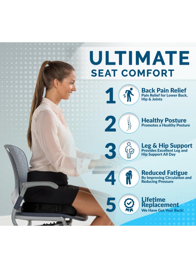 ComfiLife Premium Comfort Seat Cushion - Non-Slip Orthopedic 100% Memory Foam Coccyx Cushion for Tailbone Pain - Cushion for Office Chair Car Seat - Back Pain & Sciatica Relief (Black) - Image 2
