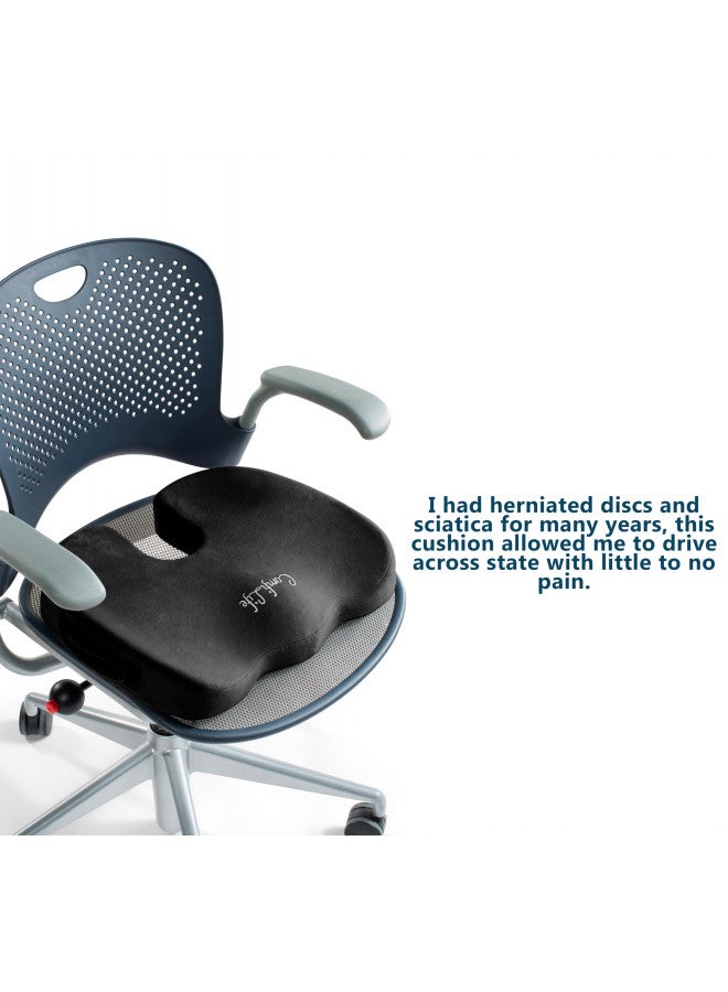 ComfiLife Premium Comfort Seat Cushion - Non-Slip Orthopedic 100% Memory Foam Coccyx Cushion for Tailbone Pain - Cushion for Office Chair Car Seat - Back Pain & Sciatica Relief (Black) - Image 4