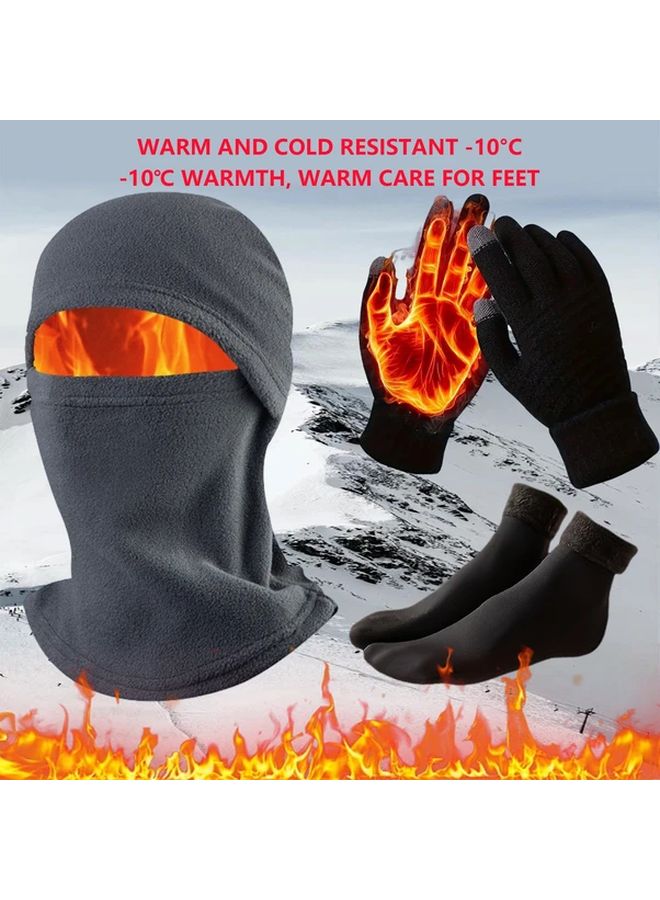 3pcs Winter Set Windproof Thermal Gloves Socks And Face Mask For Cold Weather Riding Essentials Touchscreen Compatible Durable Breathable Ear Protection Outdoor Activities Cost Effective Black - Image 2