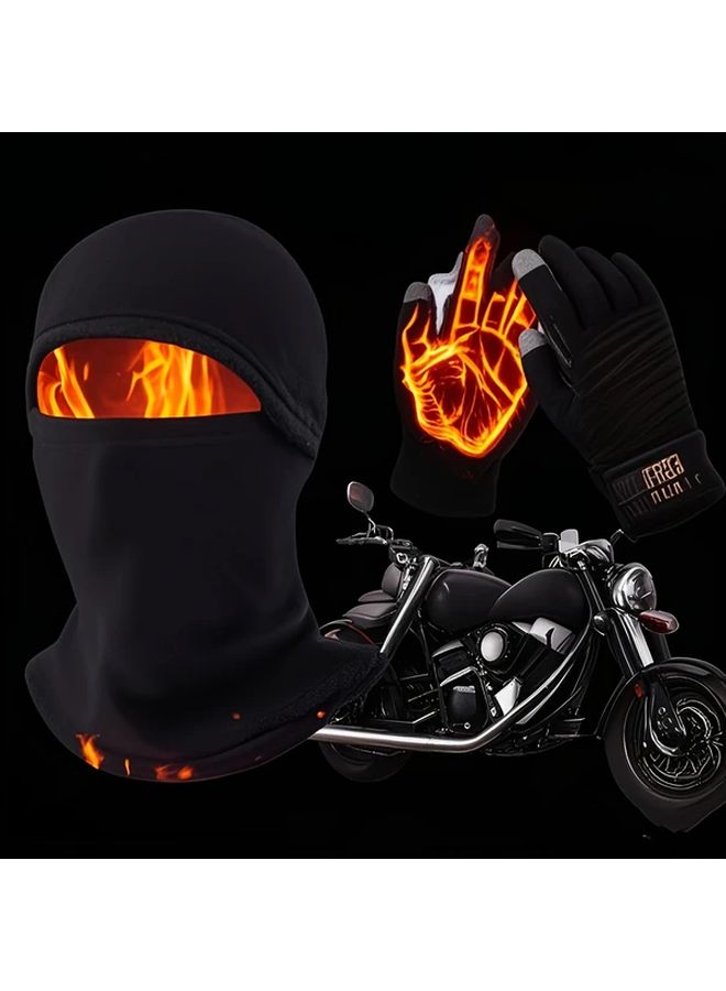 3pcs Winter Set Windproof Thermal Gloves Socks And Face Mask For Cold Weather Riding Essentials Touchscreen Compatible Durable Breathable Ear Protection Outdoor Activities Cost Effective Black - Image 4